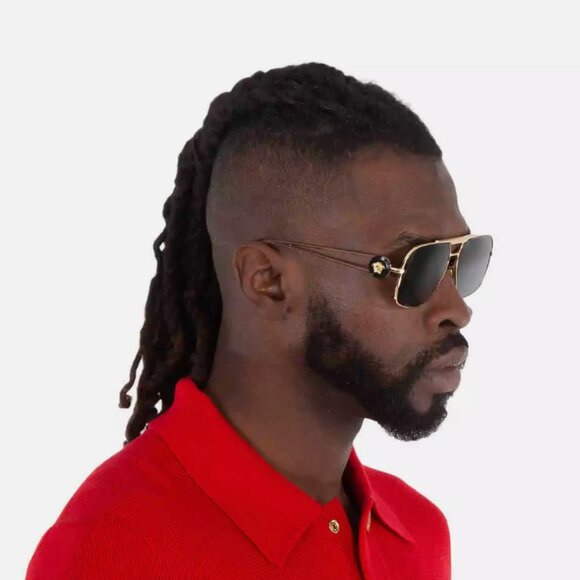 Versace Grey Navigator Men's Sunglasses - Picture 3 of 5